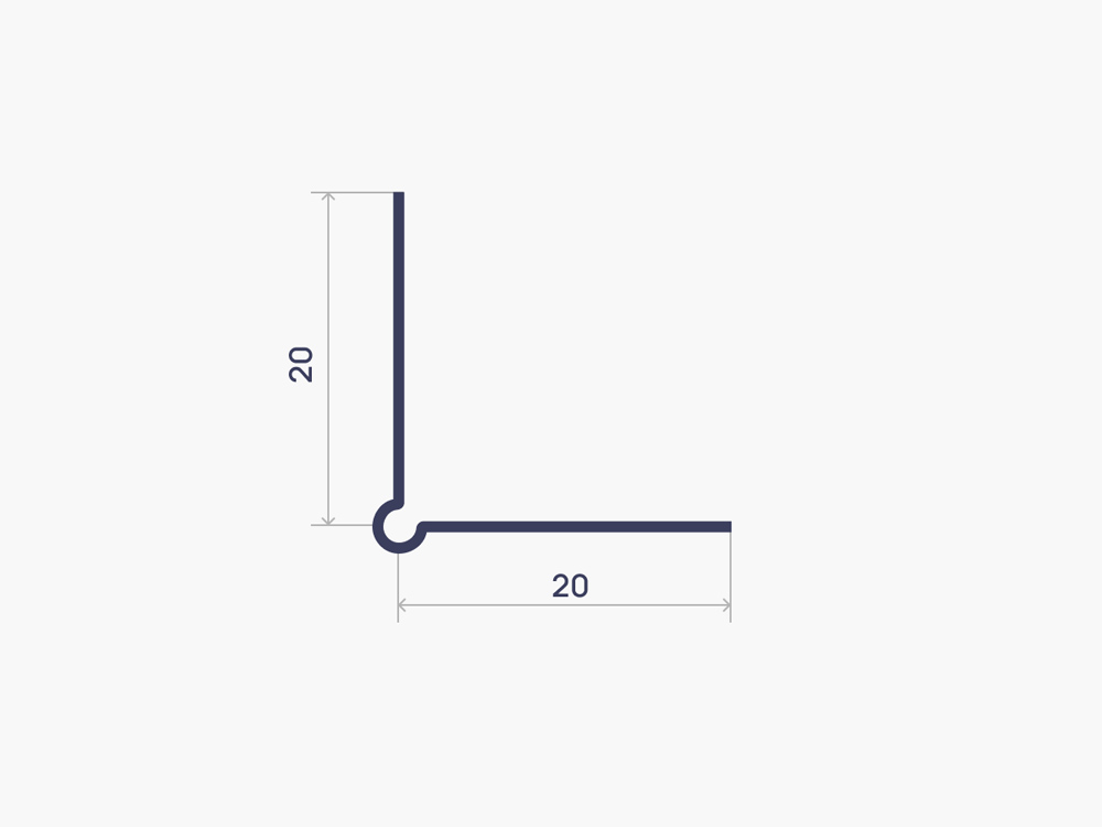 Чертеж PU-20 mm Perforated angle bar