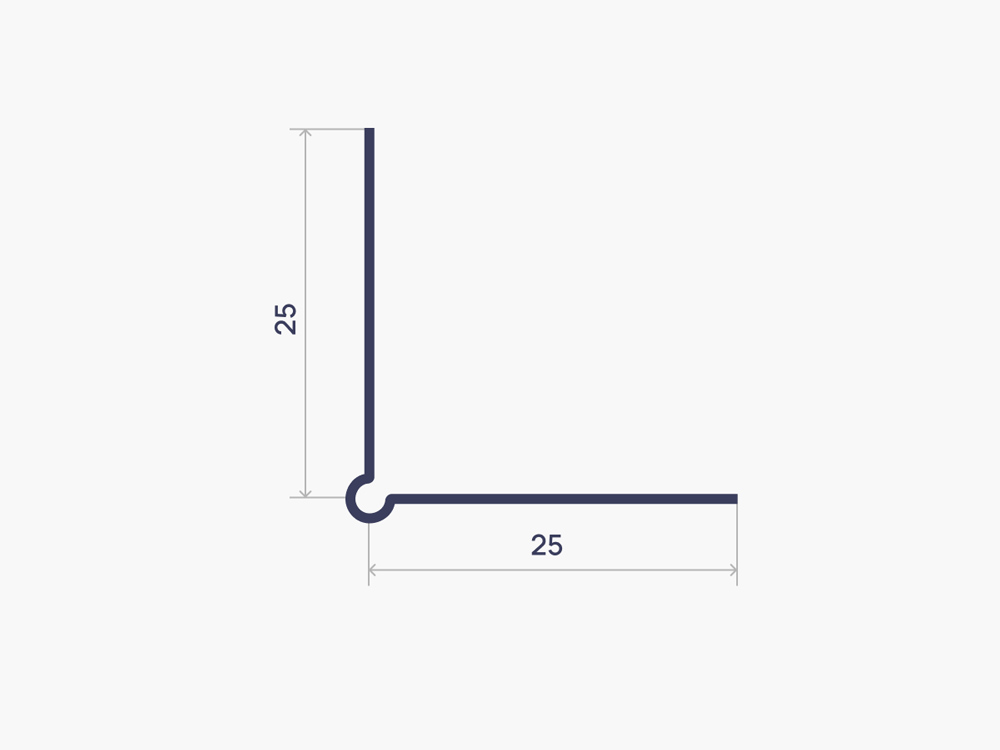 Чертеж PU-25 mm Perforated angle bar